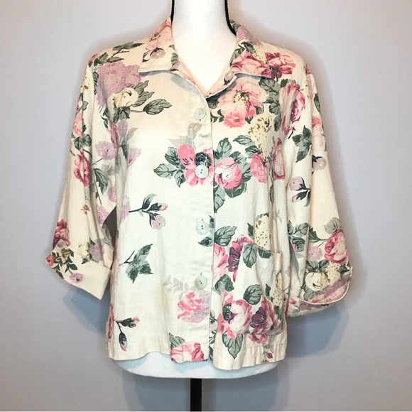 Carol Anderson Collection Linen Vintage Floral Button Blazer Jacket Size Medium - Picture 10 of 16
